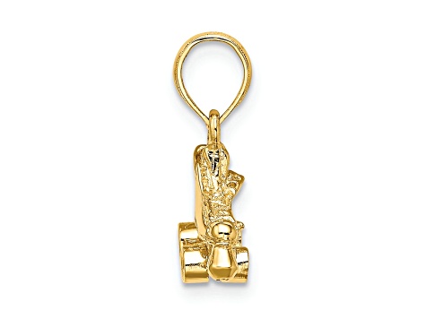 14k Yellow Gold Textured 3D Roller Skate Charm