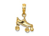 14k Yellow Gold Textured 3D Roller Skate Charm