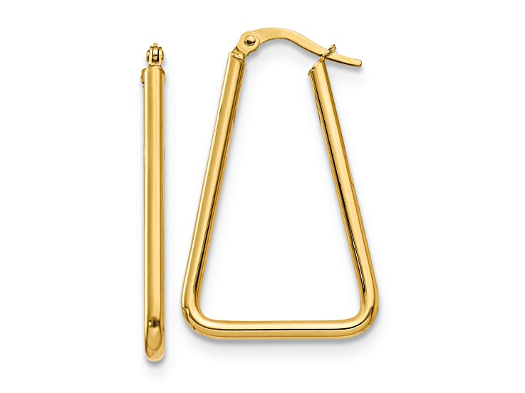 10k Yellow Gold 1 1/4 inch Polished Geometric Shape Hoop Earrings