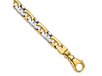 Picture of 10k Yellow Gold and 10k White Gold 8.5mm Hand-polished Fancy Link Bracelet
