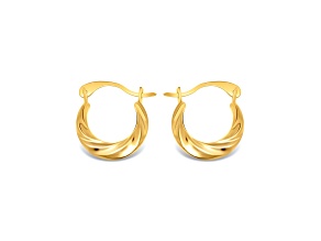 14K Yellow Finish Twisted Hoops