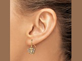 14k Yellow Gold and Rhodium Over 14k Yellow Gold Diamond-Cut Butterfly Dangle Earrings