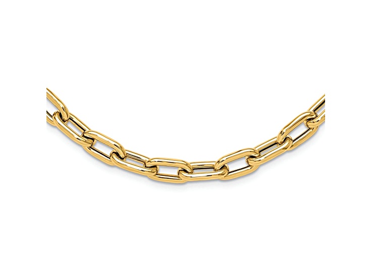 14k Yellow Gold 7.5mm Polished Fancy 18 Inch Chain