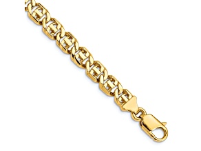 14k Yellow Gold 6.75mm Hand Polished Fancy Link Bracelet