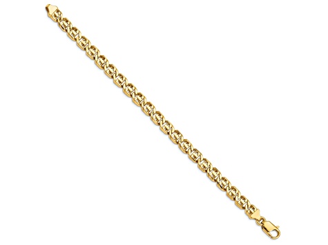 14k Yellow Gold 6.75mm Hand Polished Fancy Link Bracelet
