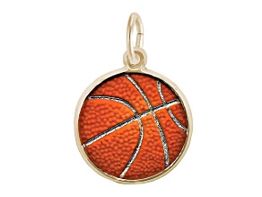 22K Yellow Gold Over Sterling Silver Basketball - Painted Measures Approx 17.56mm x 17.56mm