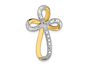 Picture of 14K Two-tone Gold  Diamond-Cut Twisted Cross Chain Slide Charm
