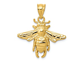 14k Yellow Gold Solid Open-backed Bee Pendant