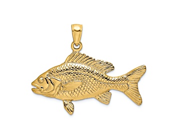 Picture of 14k Yellow Gold 3D Textured Red Snapper Fish Charm
