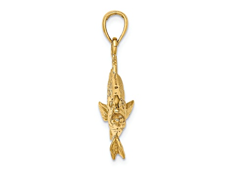 14k Yellow Gold 3D Textured Red Snapper Fish Charm