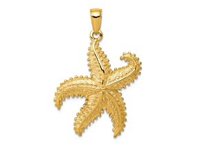 14k Yellow Gold Textured Starfish Pendant