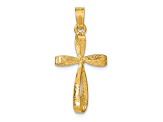 14k Yellow Gold 3D Polished Twisted Cross Pendant