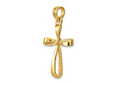 14k Yellow Gold 3D Polished Twisted Cross Pendant