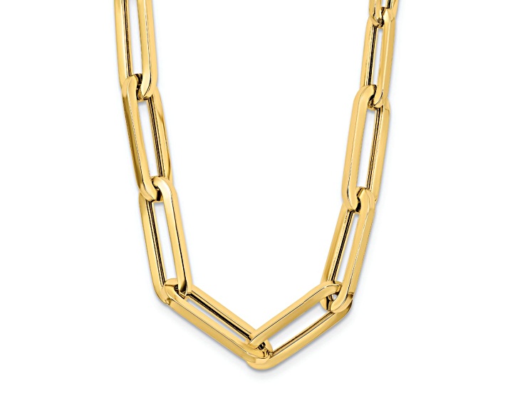 14k Yellow Gold 6.7mm Polished and Diamond-Cut Fancy 18 Inch Chain
