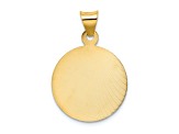 14K Yellow Gold Polished and Diamond-cut Baptism Circle Pendant