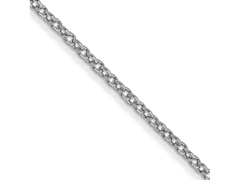 Rhodium Over 10k White Gold 1mm Solid Round Open Link Cable 18 Inch Chain