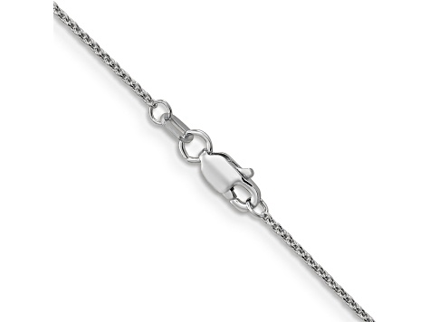 Rhodium Over 10k White Gold 1mm Solid Round Open Link Cable 18 Inch Chain