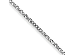 Rhodium Over 10k White Gold 1mm Solid Round Open Link Cable 24 Inch Chain