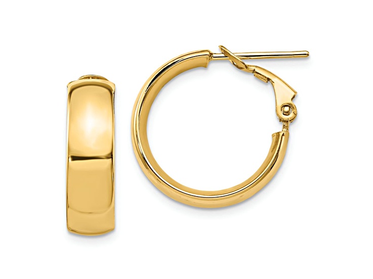 10k Yellow Gold 13/16 inch Polished Hoop Earrings