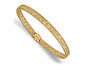 14k Yellow Gold 4mm Fancy Stretchable Bangle Bracelet
