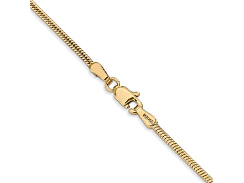 14K Yellow Gold 1.6mm Round Snake Chain Necklace