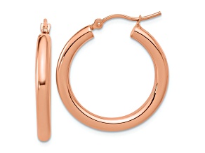 14k Rose Gold 1 inch Polished Hoop Earrings
