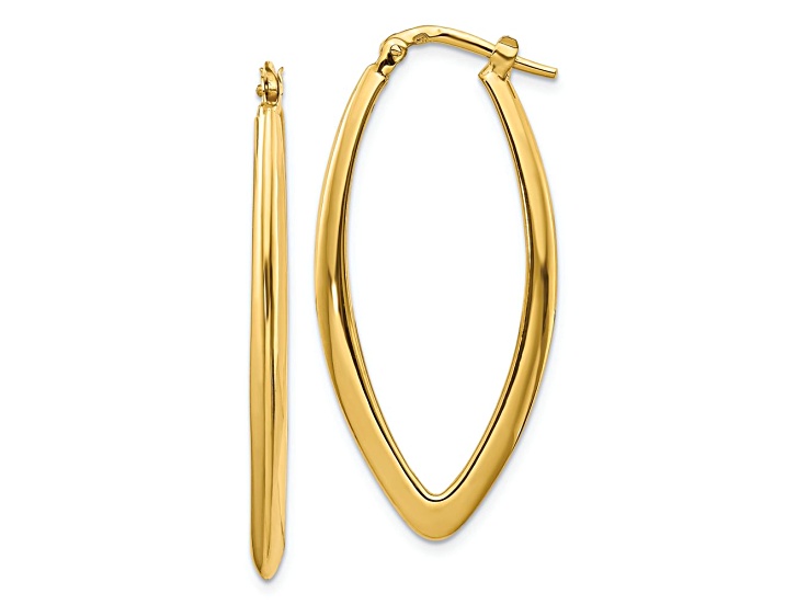 14k Yellow Gold 1 9/16 inch Polished Fancy Hoop Earrings