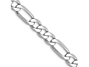 Rhodium Over 14k White Gold 6mm Solid Flat Figaro 26 Inch Chain