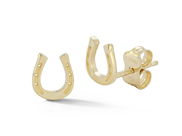 Bellissima Gold 14K Yellow Gold Western Horseshoe Stud Earrings