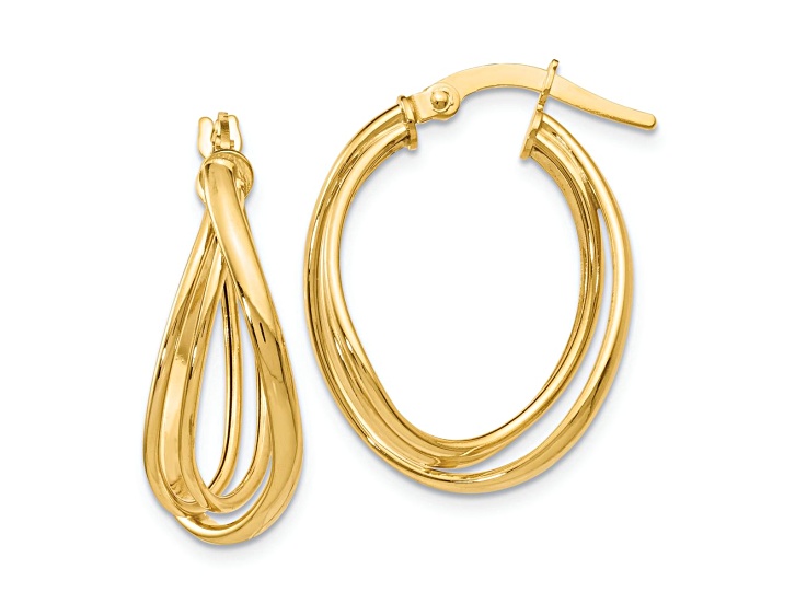 14k Yellow Gold 13/16 inch Polished Twist Hoop Earrings
