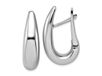 Rhodium Over 14k White Gold 15/16 inch Polished Teardrop Hinged Hoop Earrings