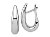 Rhodium Over 14k White Gold 15/16 inch Polished Teardrop Hinged Hoop Earrings