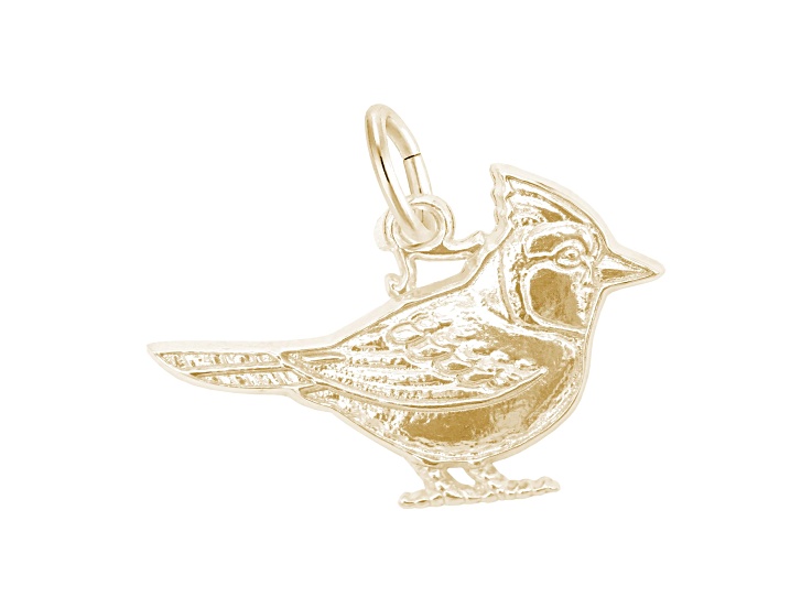 14K Yellow Gold Blue Jay Measures Approx 14.83mm x 22.75mm