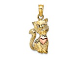 14K Yellow and Rose Gold Cat with Heart Charm