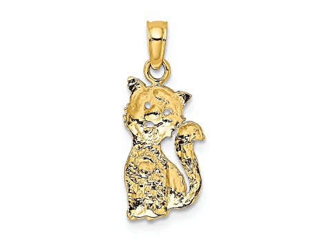 14K Yellow and Rose Gold Cat with Heart Charm