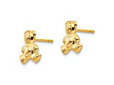 14K Yellow Gold Teddy Bear Post Earrings