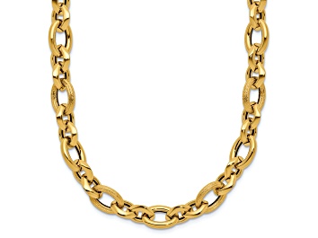Picture of 14K Yellow Gold Polished and Textured Fancy Link Necklace