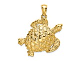 14k Yellow Gold Textured Sea Turtle Pendant