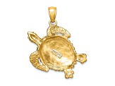 14k Yellow Gold Textured Sea Turtle Pendant