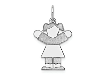 Picture of Rhodium Over 14k White Gold Satin Girl Love Charm