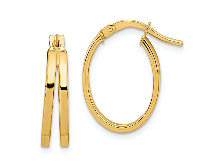 14k Yellow Gold Polished 3/4" Double Hoop Earrings