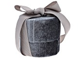 Gray Velvet Round Jewelry Gift Box with Ribbon