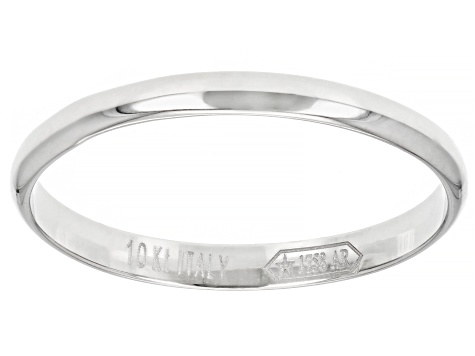 10K White Gold 2MM Polished Comfort Fit Band Ring