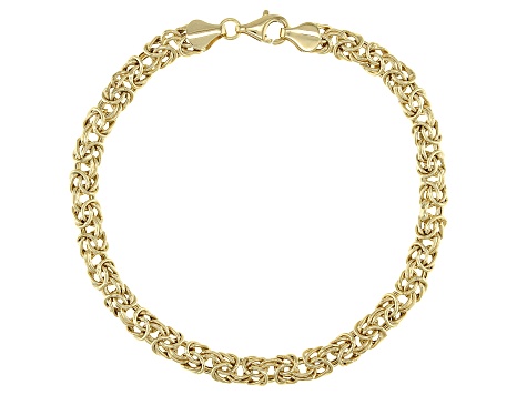 10K Yellow Gold 5MM High Polished Byzantine Link Bracelet - AU1030 ...