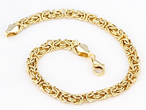 10K Yellow Gold 5MM High Polished Byzantine Link Bracelet