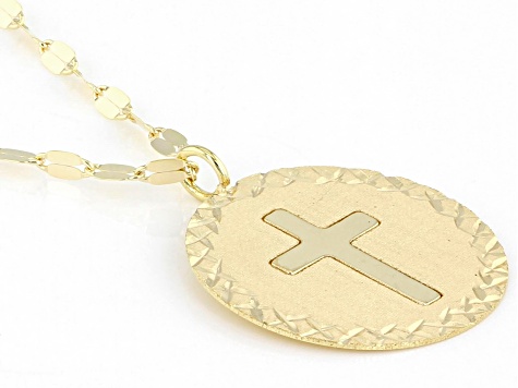 10K Yellow Gold Cross Valentino Necklace