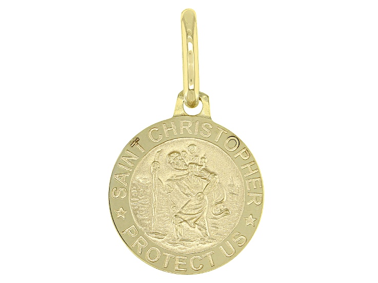 10K Yellow Gold Saint Christopher Medal Pendant - AU1040B | JTV