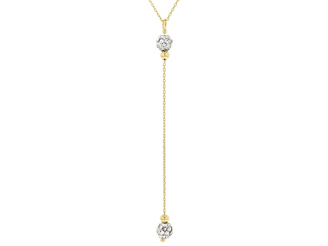 10K Yellow Gold Pave Glass Bead Station Y-Necklace
