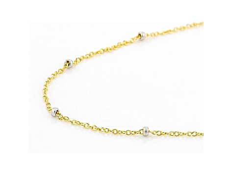 10K Yellow Gold with 10K White Gold Accents Station Ball Singapore Necklace