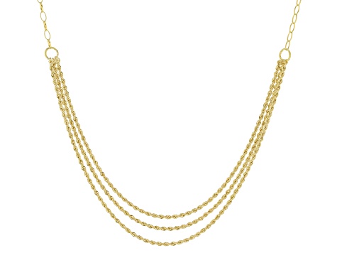 10K Yellow Gold Diamond-Cut Multi-Row Rope Necklace